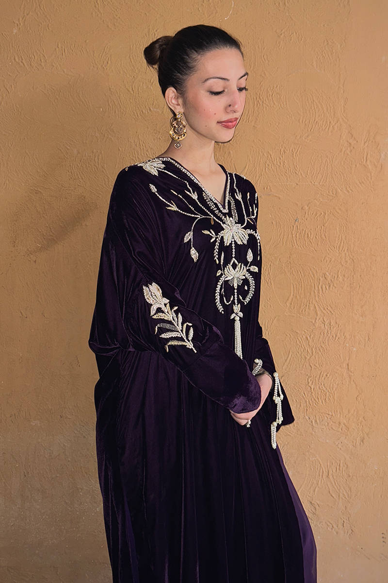 Deep Sea Kaftan (Purple) - Wedding Festive & Festive Velvets '25 by Farida Hasan