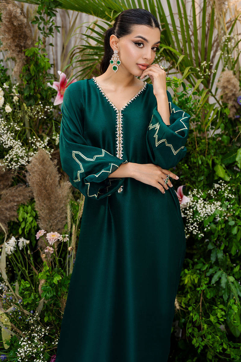 Emerald Kaftan - Blooming Garden Eid Edit 2 by ZAINAB SALMAN