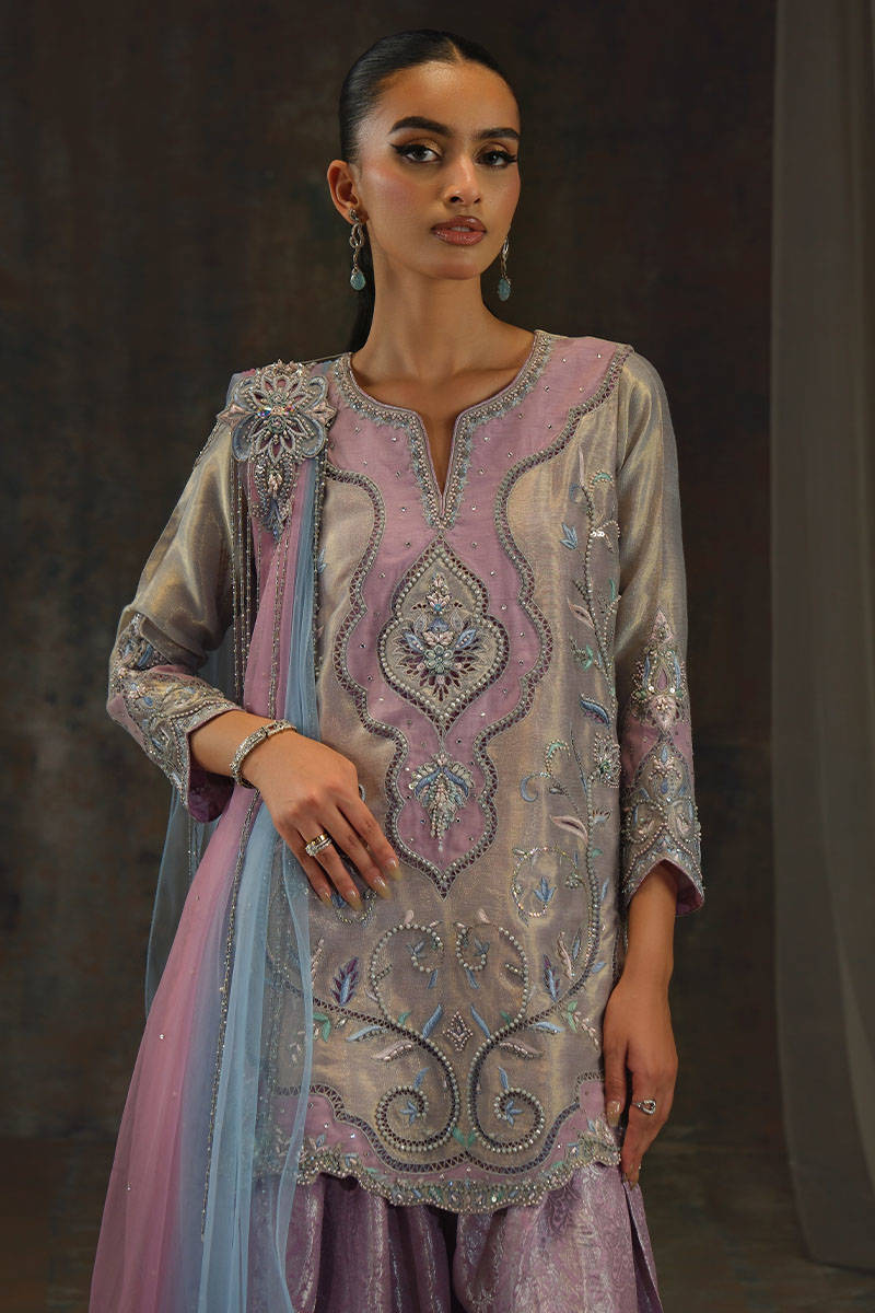 Moonstone Shirt with Farshi Shalwar - Setareh by Farida Hasan