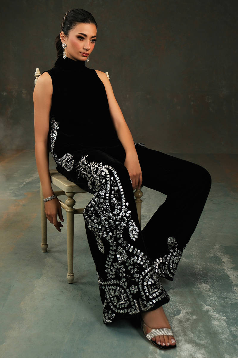 Moonlit Shirt And Pants - Velvet Eclipse by Farida Hasan