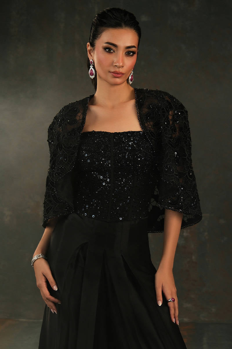 Obsidian Jacket, Bustier and Skirt Pants - Velvet Eclipse by Farida Hasan