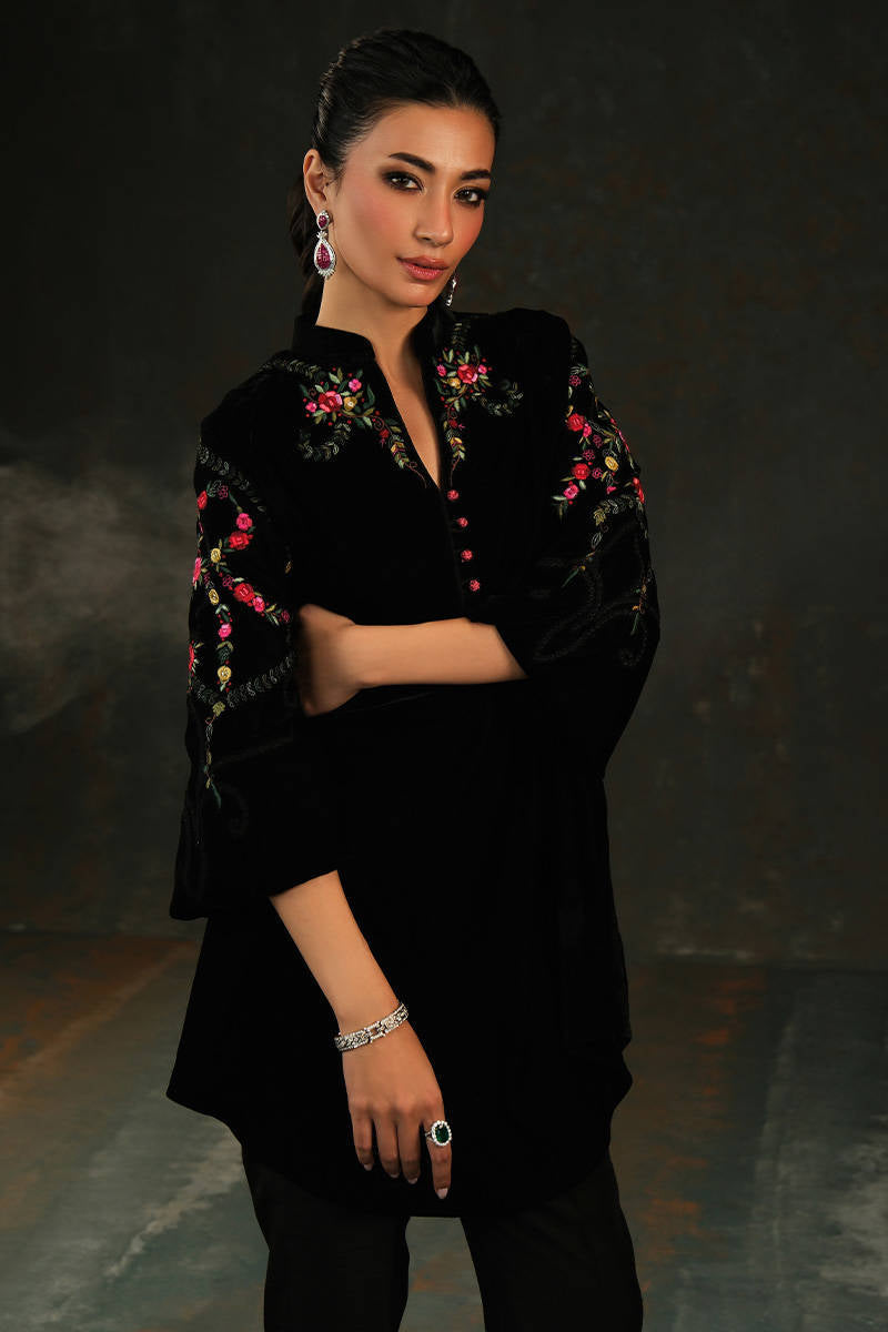 Nocturne Bloom Shirt - Velvet Eclipse by Farida Hasan