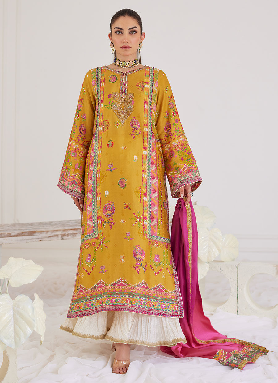 PALMIRA MUSTARD SHIRT AND DUPATTA - Tara Eid Luxe by Farah Talib Aziz