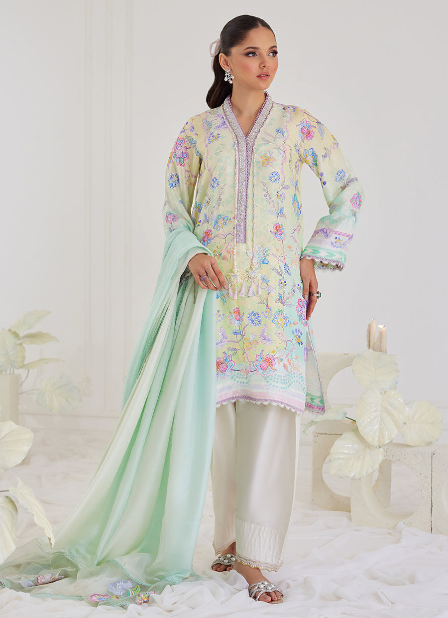 PAZ AQUA SHIRT AND DUPATTA - Tara Eid Luxe by Farah Talib Aziz