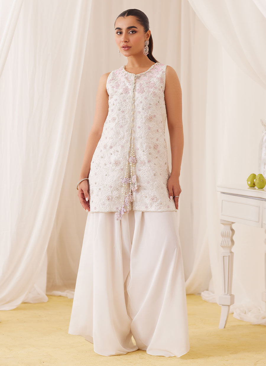 Zana Pearl White Hand Embellished Shirt - Lea Fall '24 by FTA