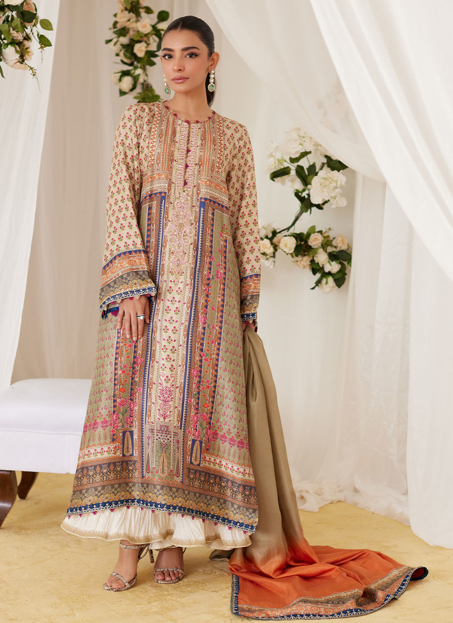 Reen Printed Raw Silk Shirt And Dupatta - Lea Fall '24 by FTA
