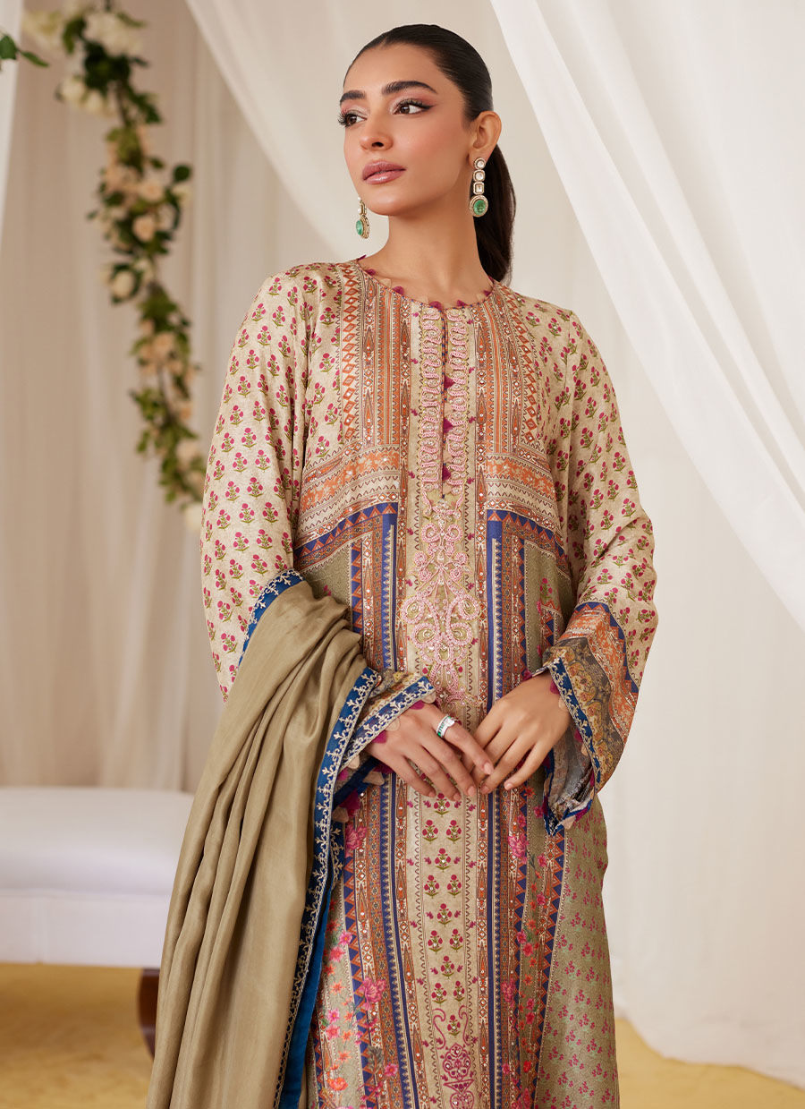 Reen Printed Raw Silk Shirt And Dupatta - Lea Fall '24 by FTA