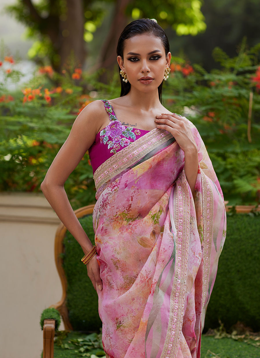 Marzeia Saree - Mayna Festive Prints'24 by Farah Talib Aziz