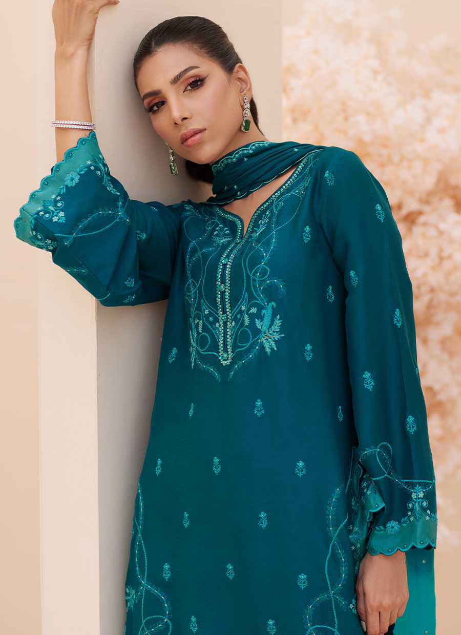 Evel Emerald Shirt and Dupatta - Zaza'25 by Farah Talib Aziz