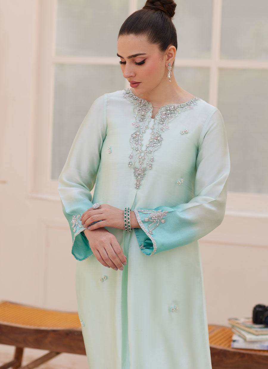Palmira Aqua Ombre Shirt - Zaza'25 by Farah Talib Aziz