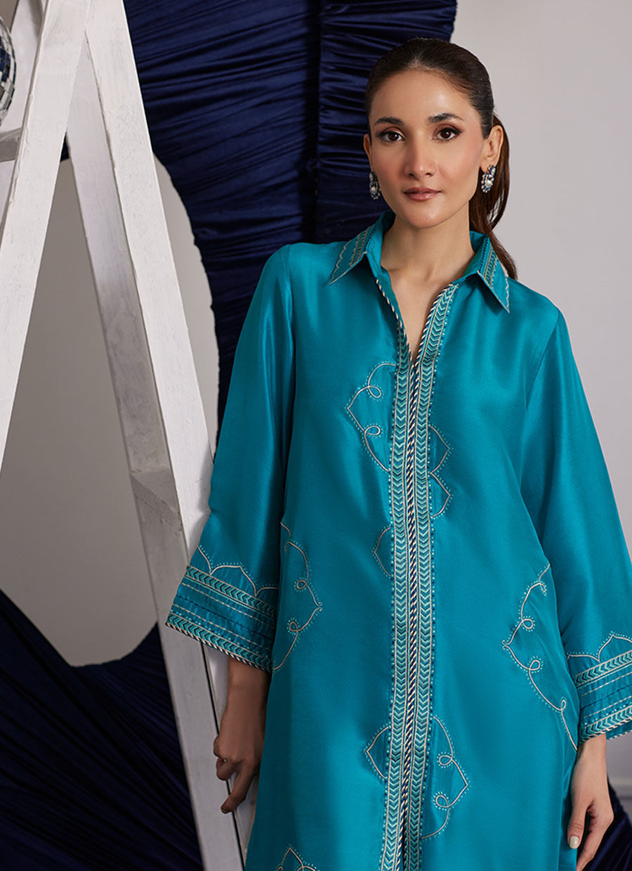 Clemmie Aqua Shirt - Luna Eid Edit by Farah Talib Aziz