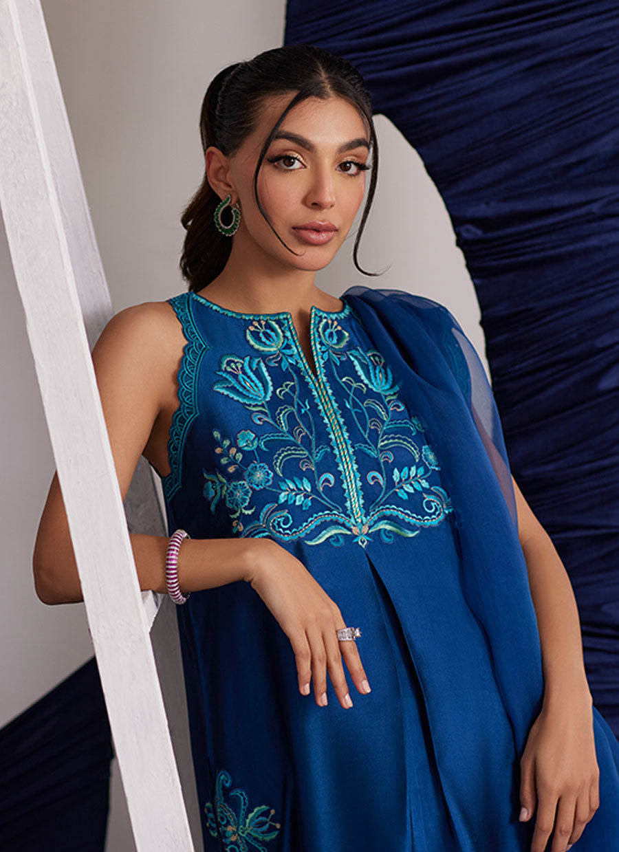 Skylar Teal Shirt And Dupatta - Luna Eid Edit by Farah Talib Aziz