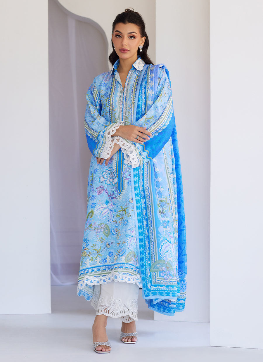 Zadie Blue Shirt And Dupatta - Tara Eid Luxe 25 by Farah Talib Aziz