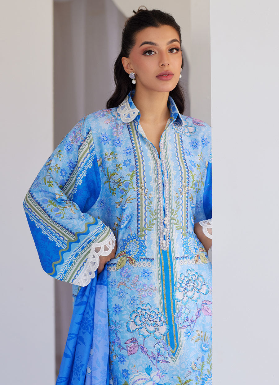 Zadie Blue Shirt And Dupatta - Tara Eid Luxe 25 by Farah Talib Aziz