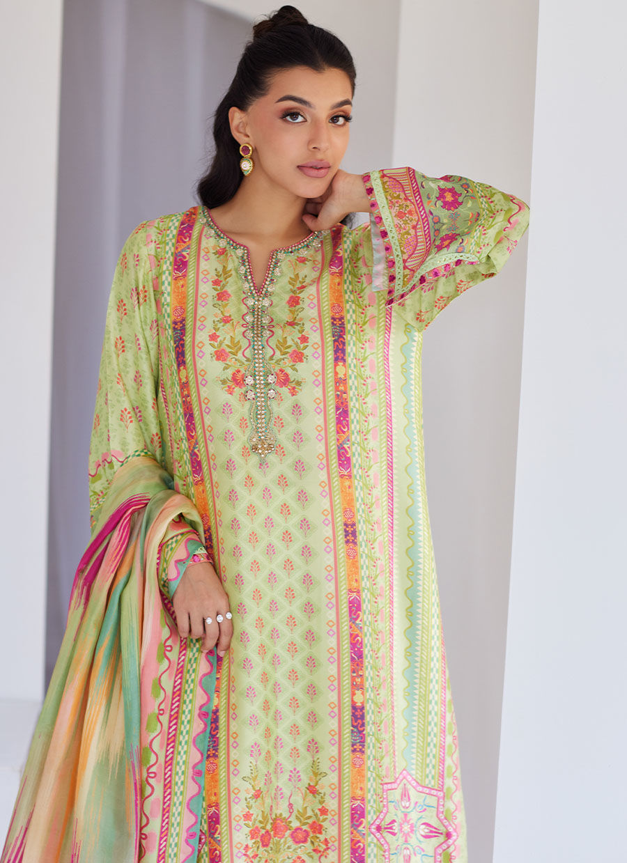 Vesper Kiwi Shirt And Dupatta - Tara Eid Luxe 25 by Farah Talib Aziz