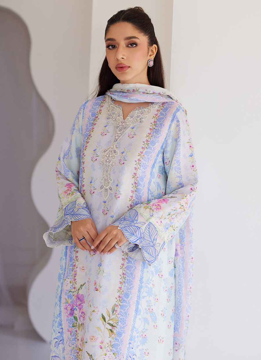 Zorya Ice Blue Shirt And Dupatta - Tara Eid Luxe 25 by Farah Talib Aziz