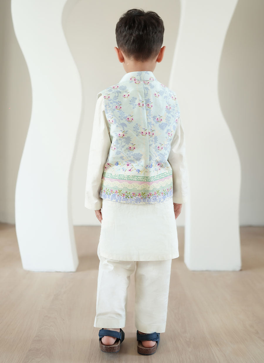 Zorya Ice Blue Mini Waistcoat - Tara Eid Luxe 25 by Farah Talib Aziz