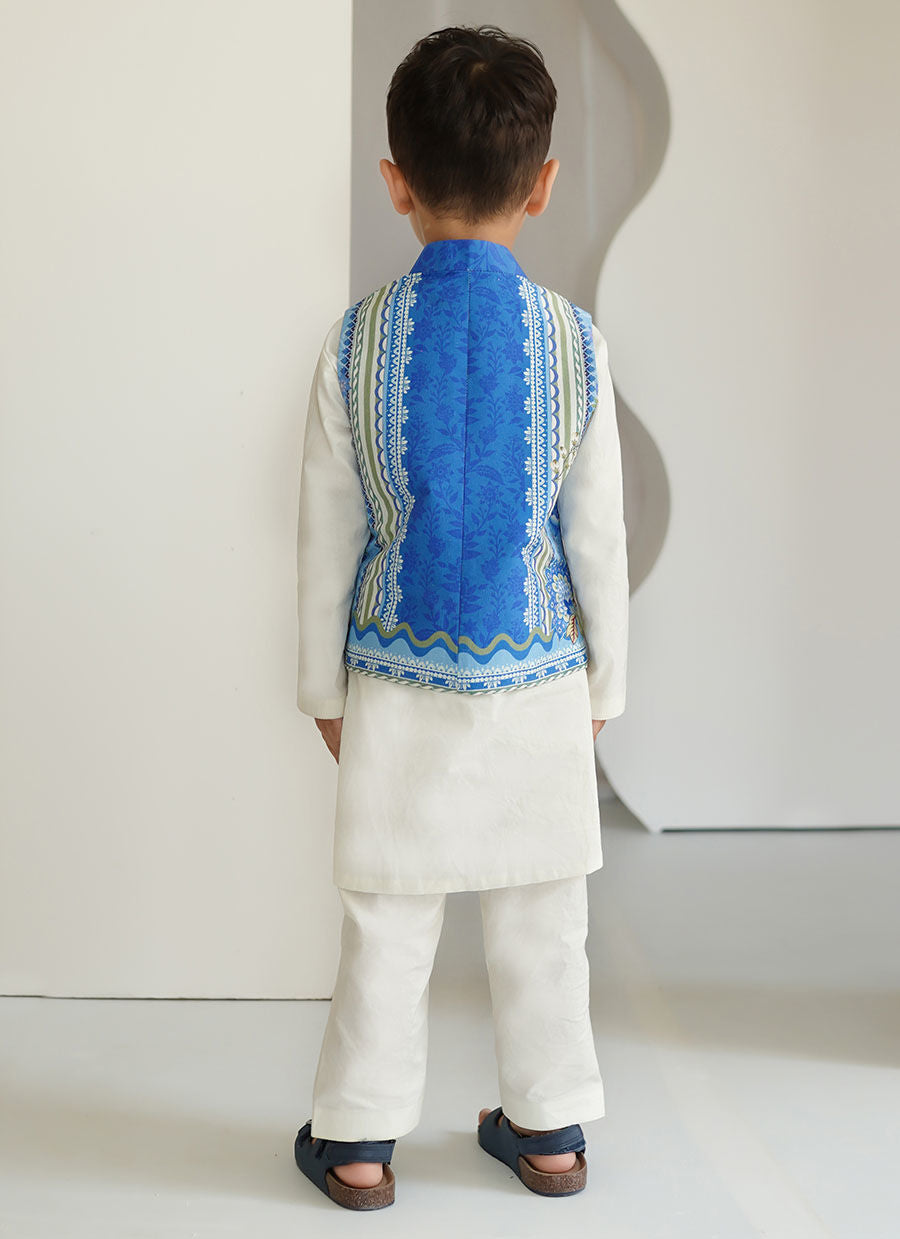 Zadie Blue Mini Waistcoat - Tara Eid Luxe 25 by Farah Talib Aziz