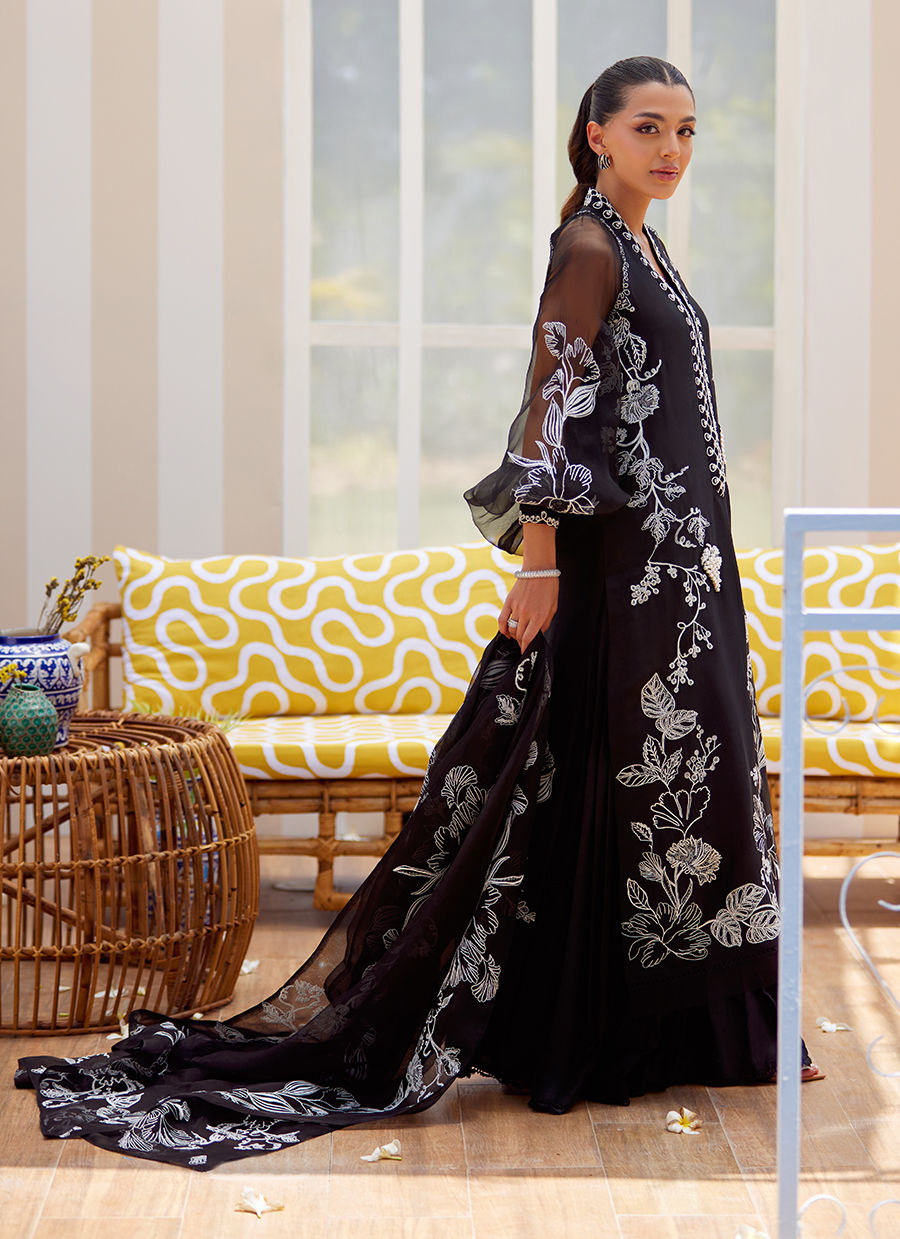 Reina Ebony Shirt and Dupatta - Tara Eid Luxe II by Farah Talib Aziz