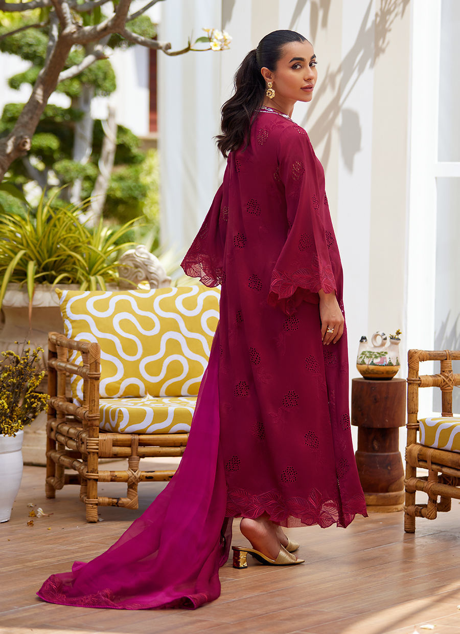 Aiko Burgundy Shirt and Dupatta - Tara Eid Luxe II by Farah Talib Aziz