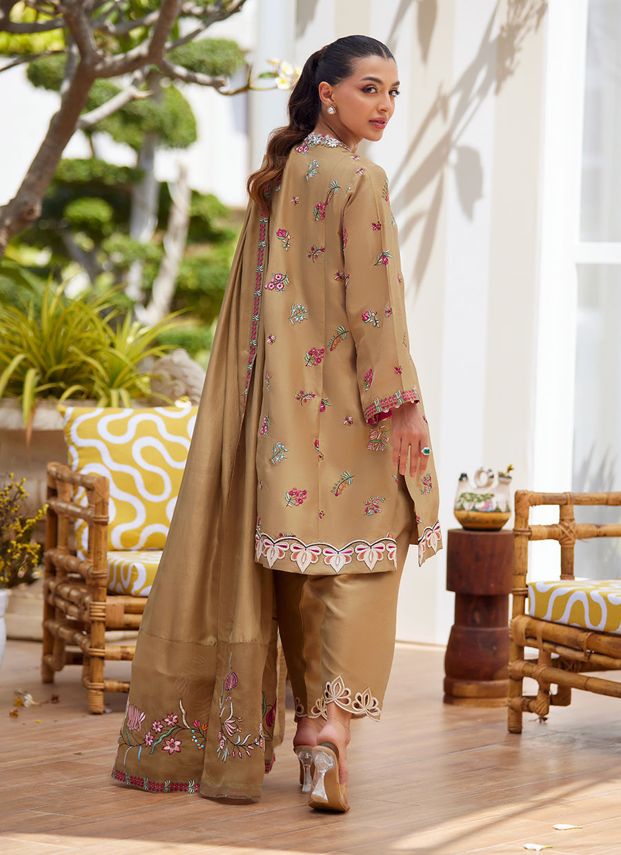 Lira Beige Shirt and Dupatta - Tara Eid Luxe II by Farah Talib Aziz