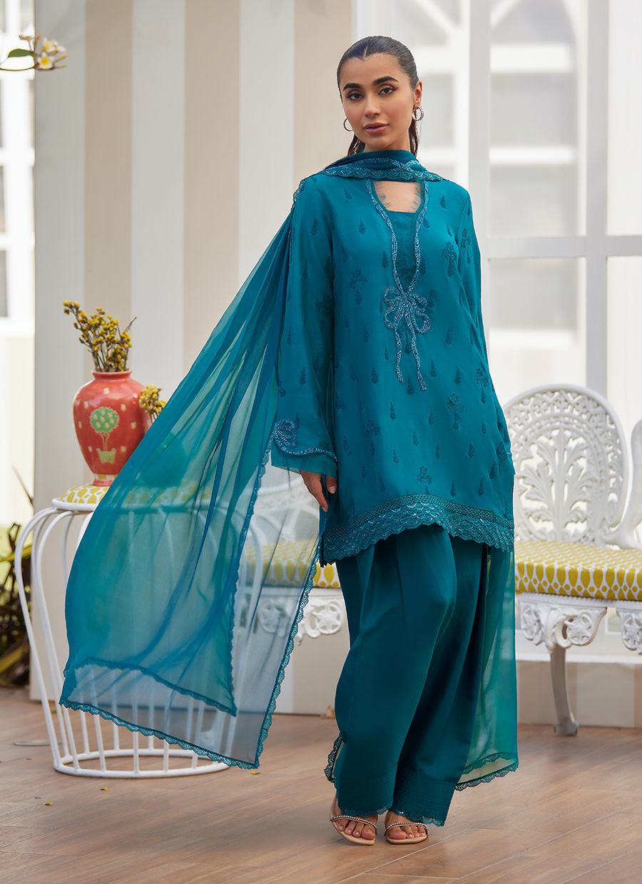Maella Emerald Shirt and Dupatta - Tara Eid Luxe II by Farah Talib Aziz