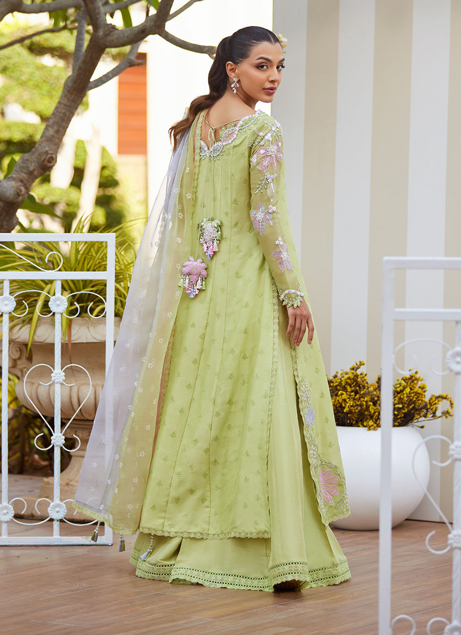 Talya Apple Green Kalidaar and Dupatta - Tara Eid Luxe II by Farah Talib Aziz