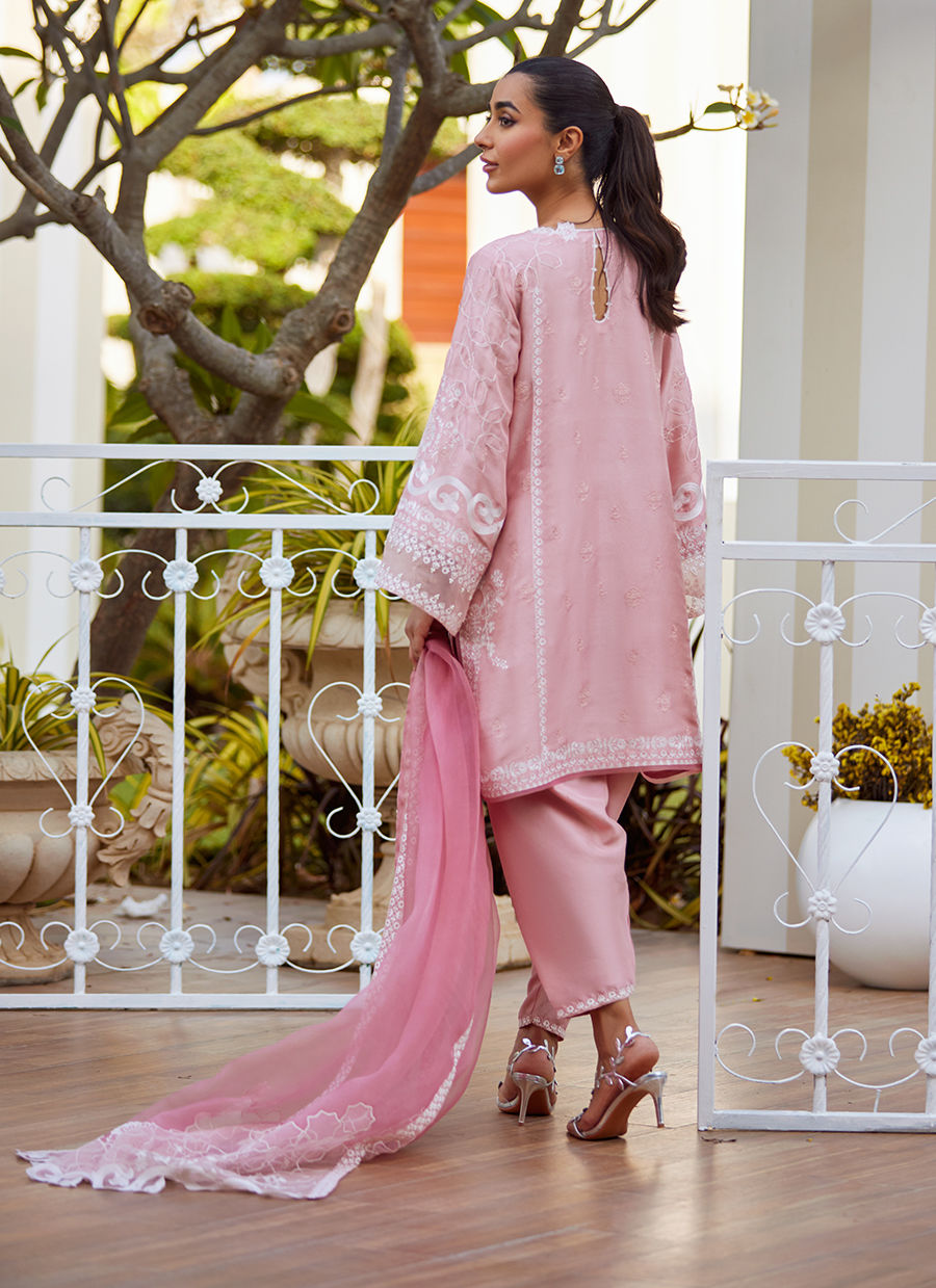Jovie Tea Pink Shirt and Dupatta - Tara Eid Luxe II by Farah Talib Aziz