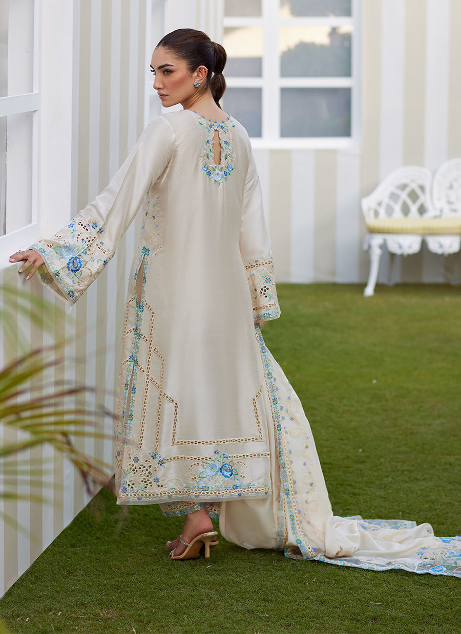 Delina Ivory Shirt and Dupatta - Tara Eid Luxe II by Farah Talib Aziz