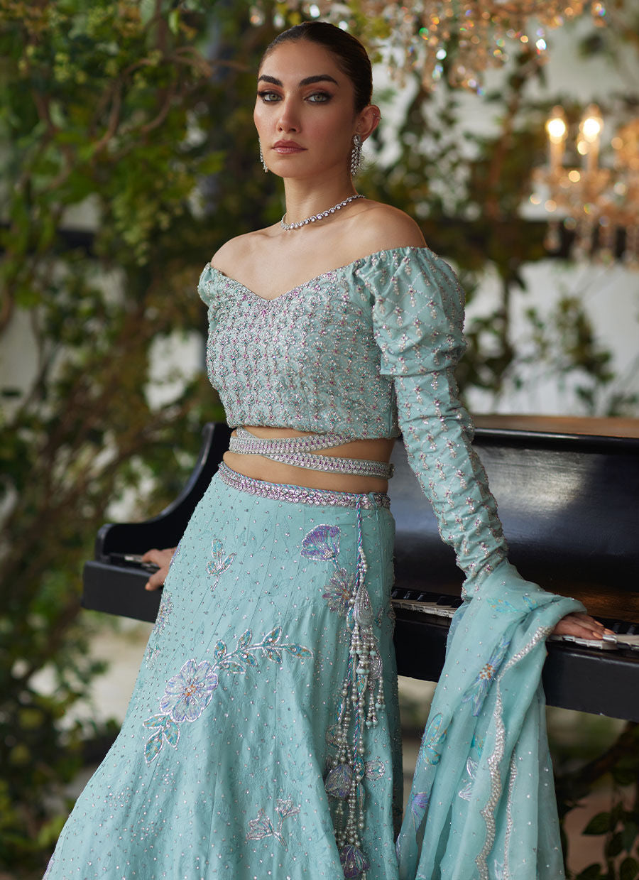 Mirabelle Aqua Lehnga Choli - Eira Ethereal Couture by Farah Talib Aziz