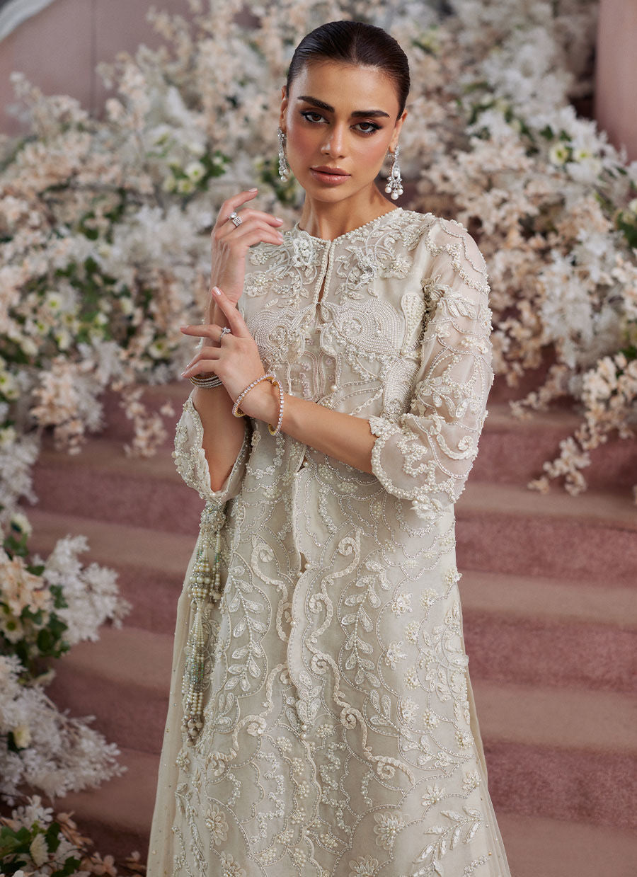 Vanika Ivory Organza Jacket - Eira Ethereal Couture by Farah Talib Aziz