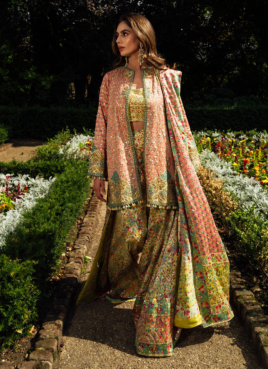 Shae Blockprinted Dhaka and Short Jacket - MALA 25 by Farah Talib Aziz