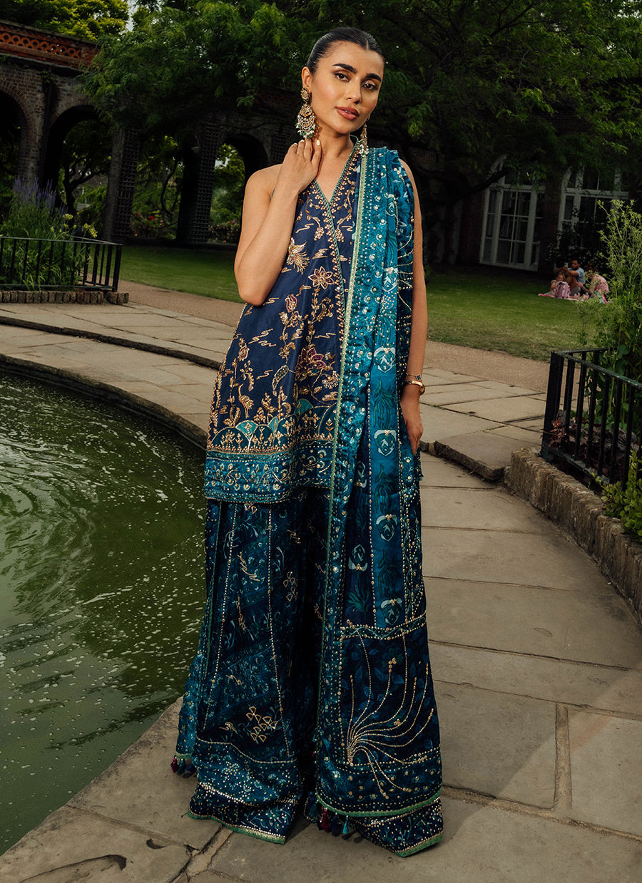 Ryza Blockprinted Short Shirt and Dhaka - MALA 25 by Farah Talib Aziz