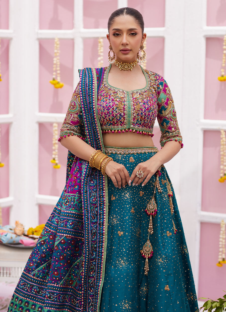 Ayelina Teal Lehnga Choli - Amaltas 25 by Farah Talib Aziz