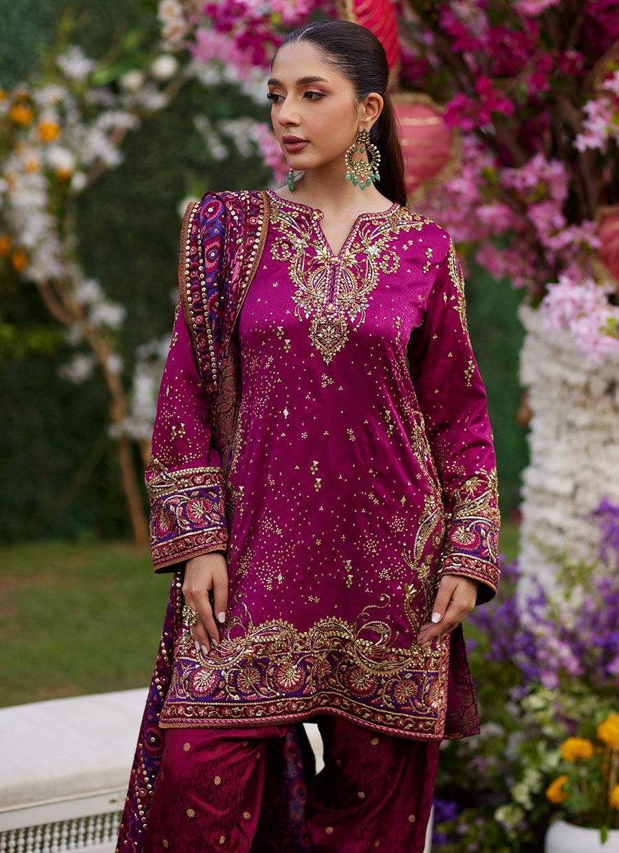 Nura Magenta Shirt and Dupatta - Amaltas 25 by Farah Talib Aziz