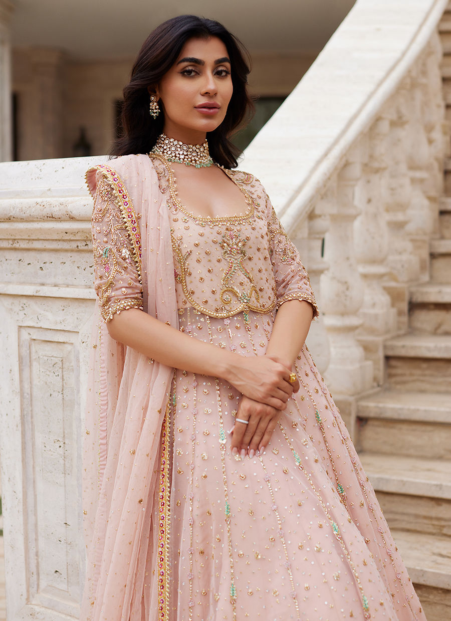 Nazneed Peach Kalidaar - Miray Heritage Bridals 25 by Farah Talib Aziz