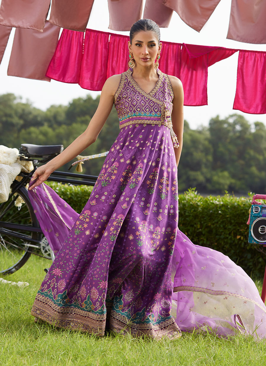 Aurora Aubergine Kalidaar And Dupatta - Mayna Festive Luxe Pret by Farah Talib Aziz