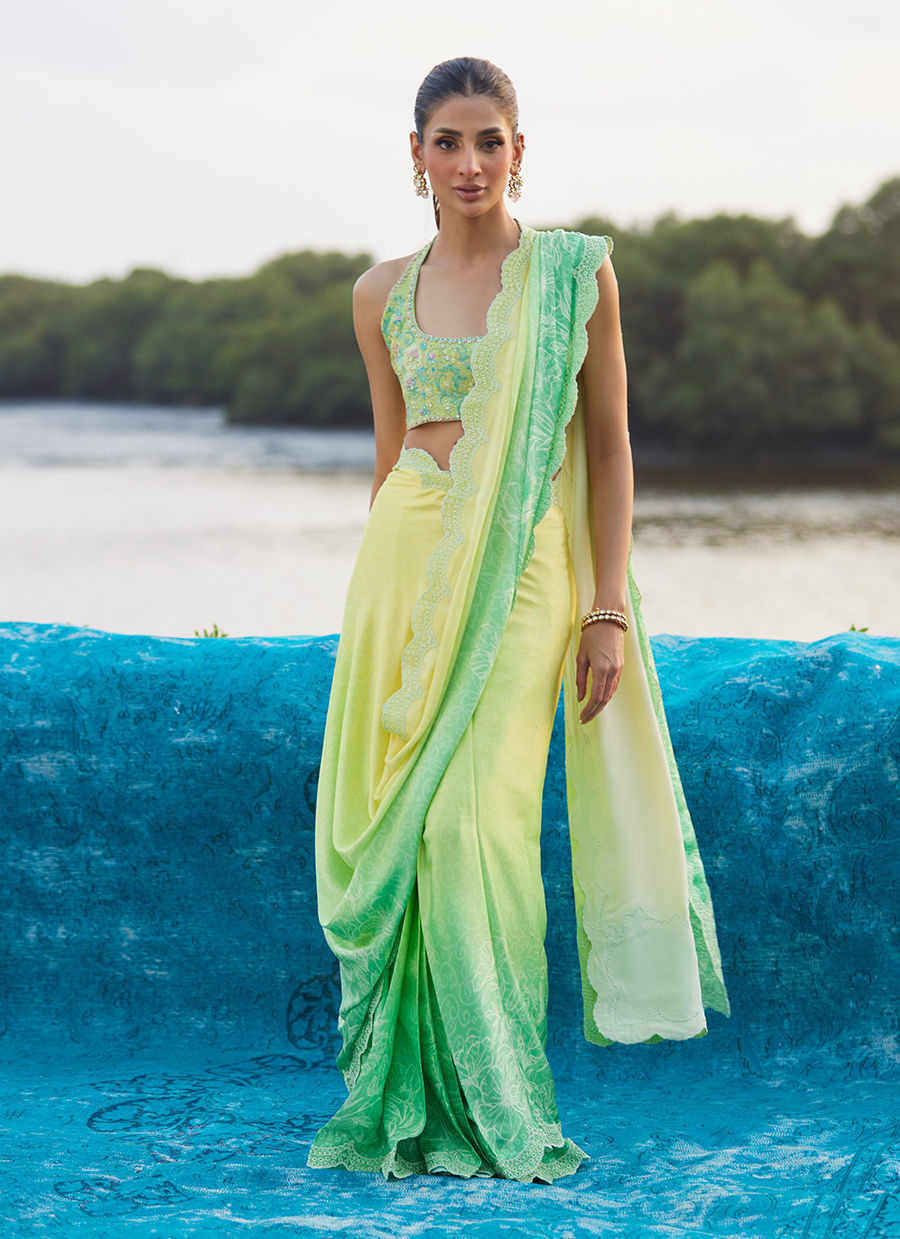Celeste Ombre Saree - Mayna Festive Luxe Pret by Farah Talib Aziz