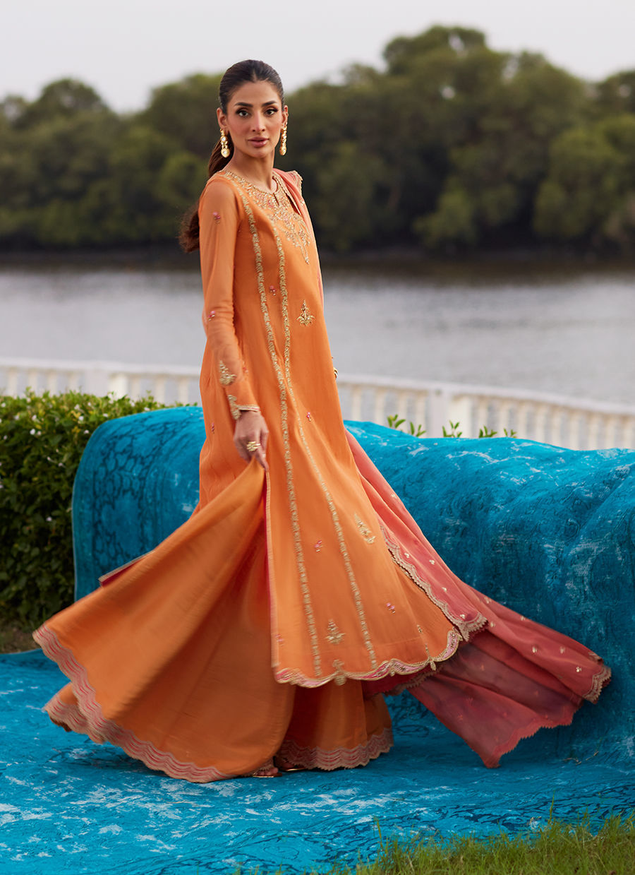 Anarkali Apricot Kalidaar And Dupatta - Mayna Festive Luxe Pret by Farah Talib Aziz
