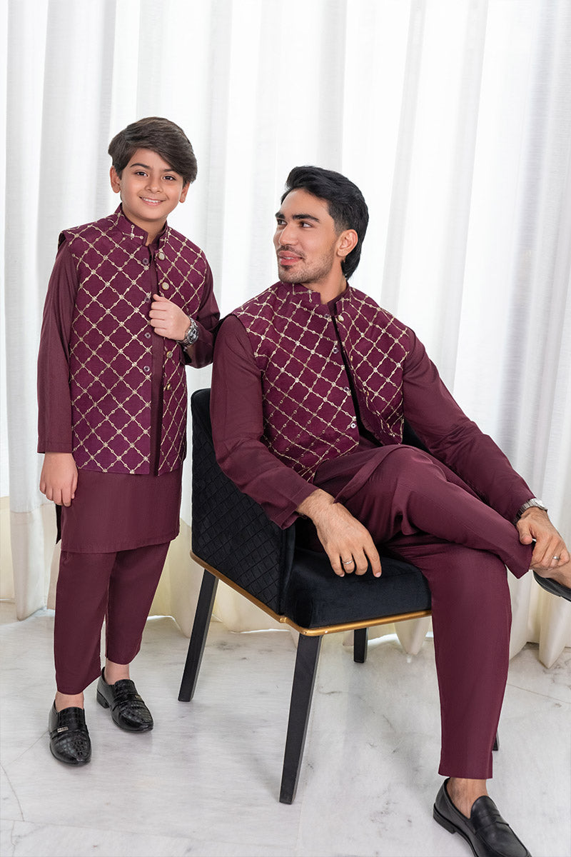 Deep Plum Waistcoat Combo - Celina by Chic ophicial