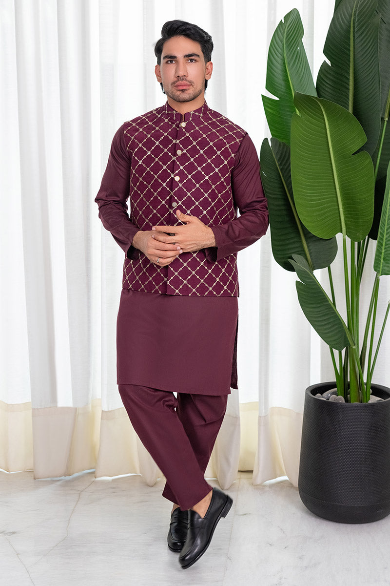 Deep Plum Waistcoat - Celina by Chic ophicial