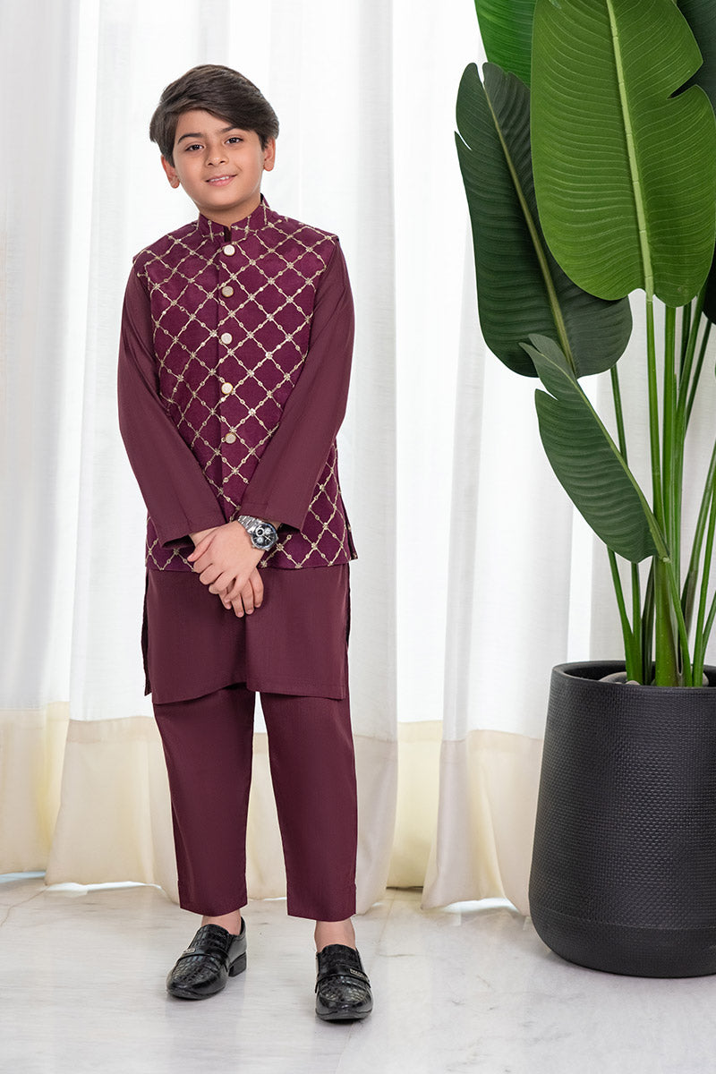 Deep Plum Waistcoat Kids - Celina by Chic ophicial