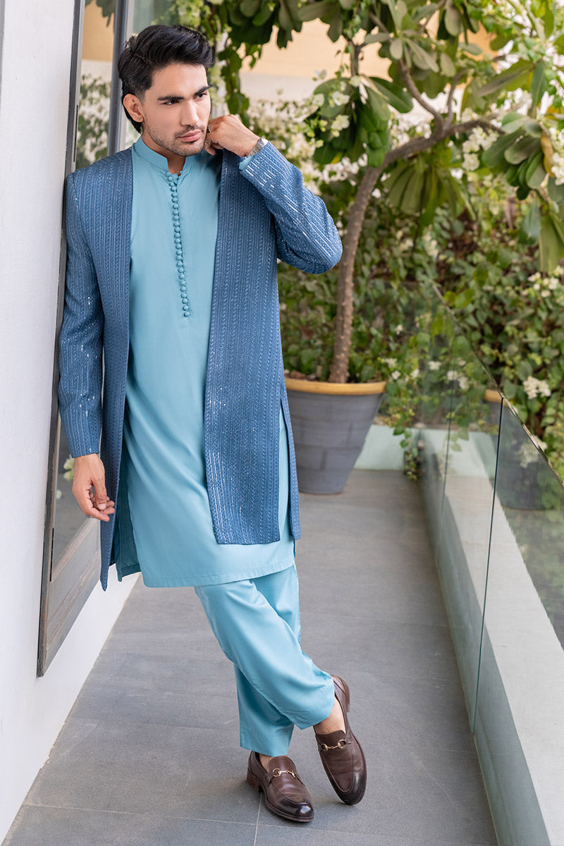 Denim Blue Princecoat - Celina by Chic ophicial