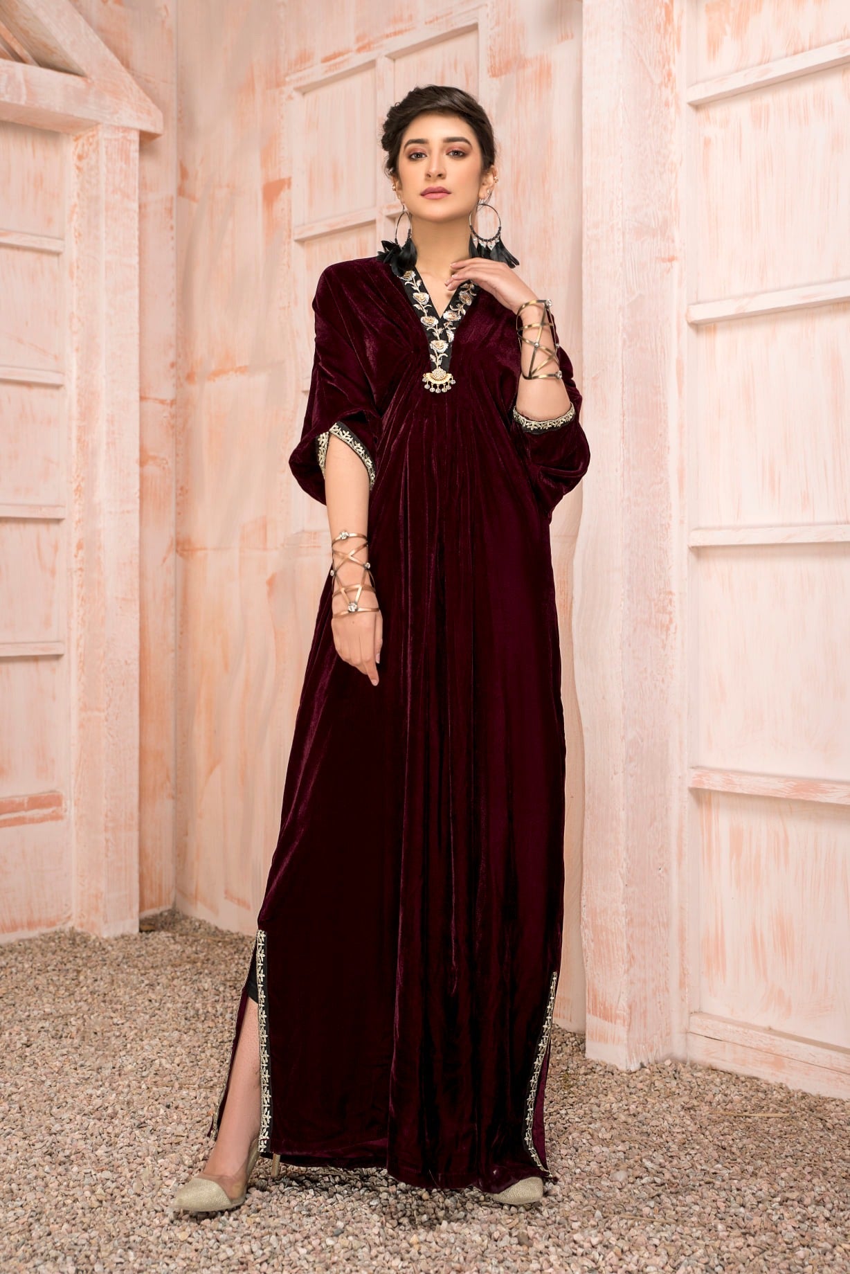 Maroon kaftan - Naaya's Official
