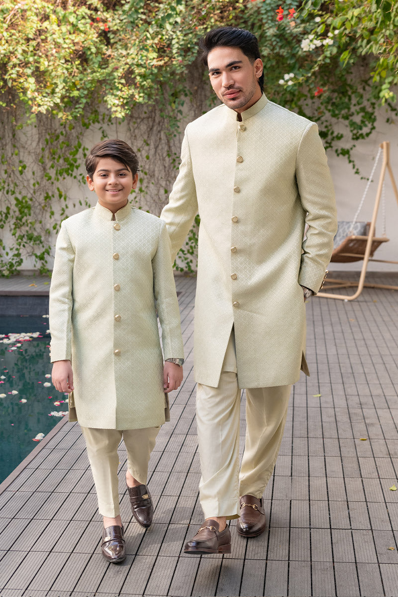 Lime Gold Sherwani Combo - Celina by Chic ophicial