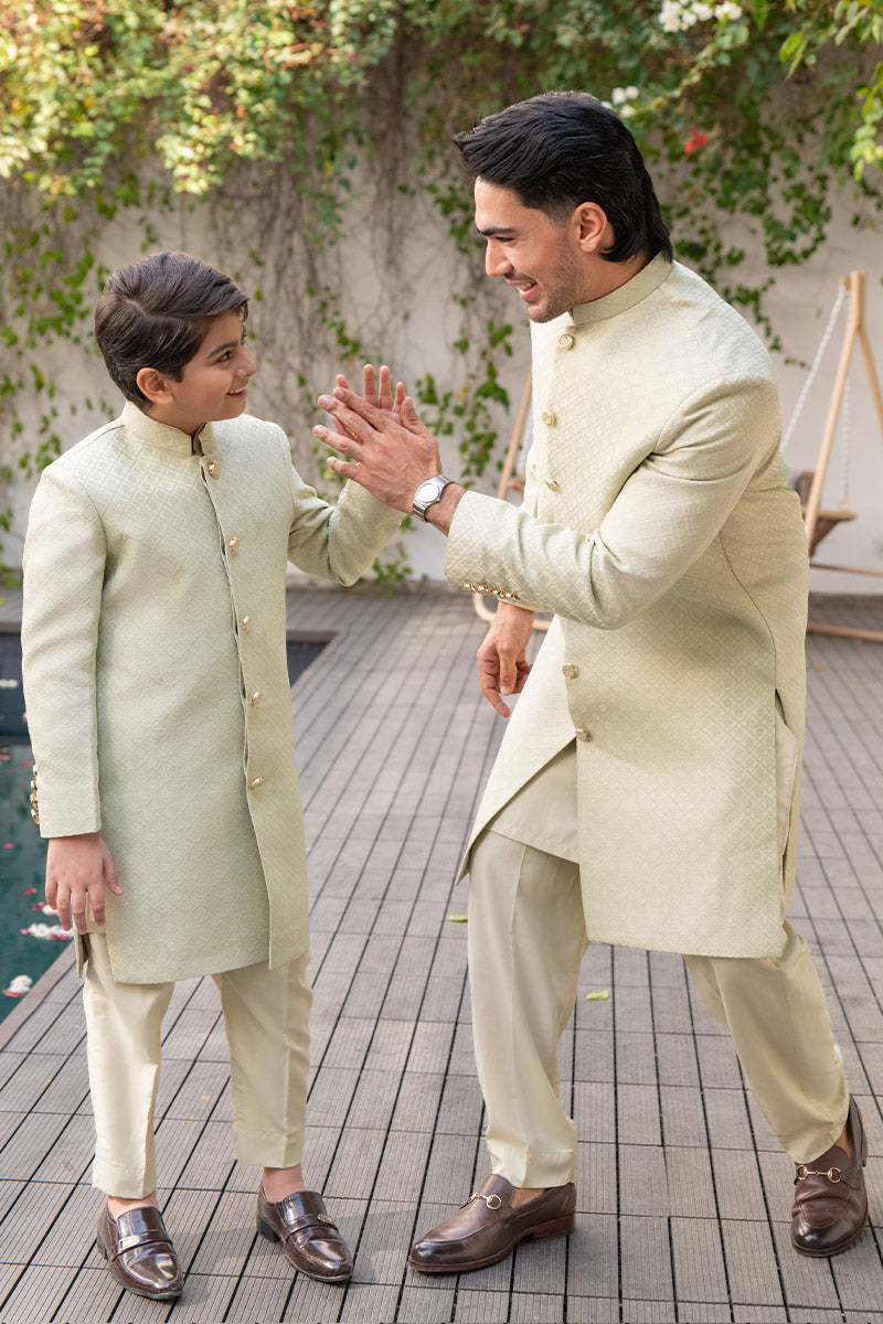 Lime Gold Sherwani Combo - Celina by Chic ophicial