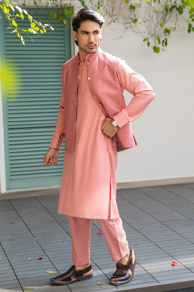 Almond Embroidered Waistcoat - Celina by Chic ophicial