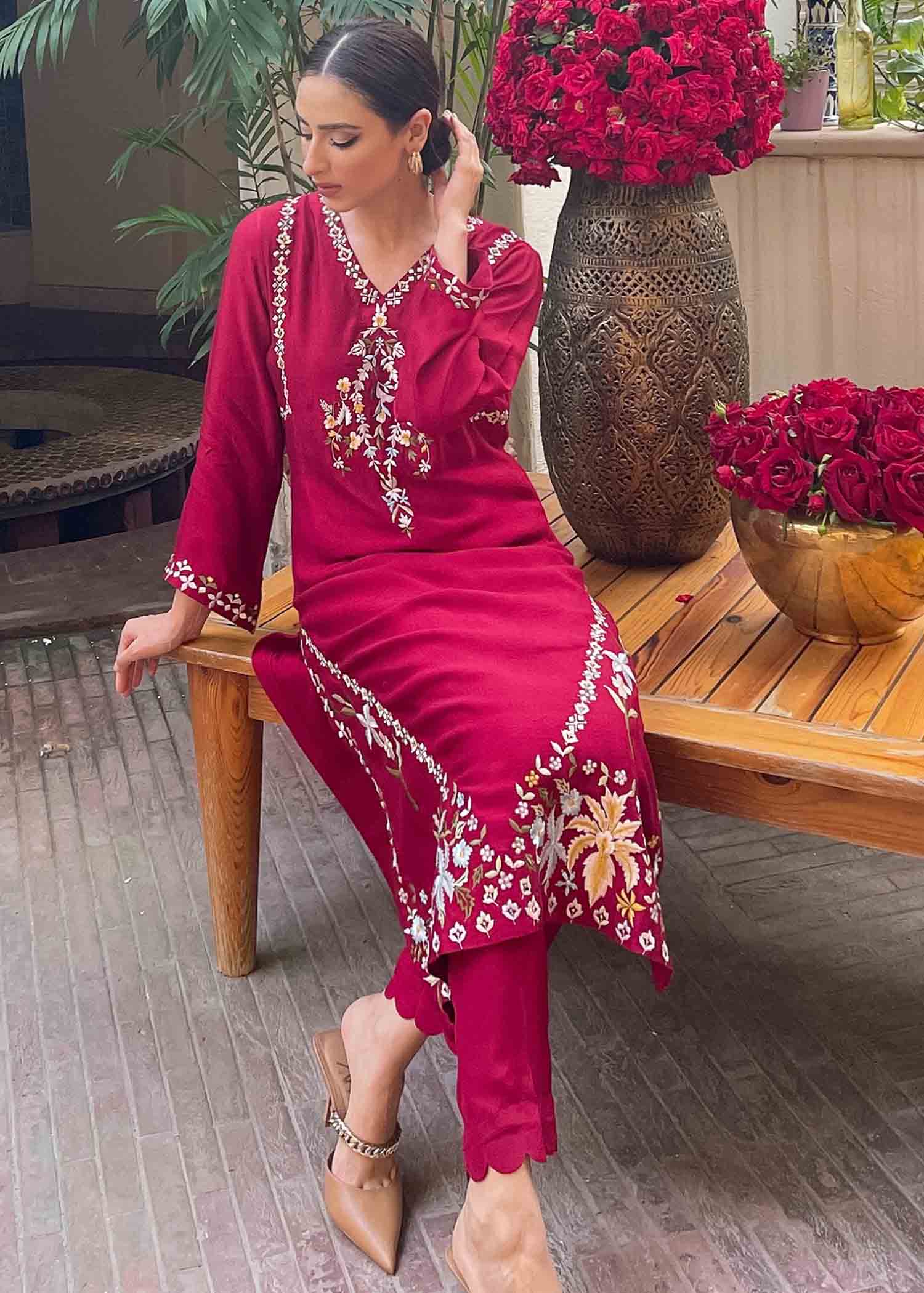 AF 334 Kashmir Maroon - Ainee Faisal