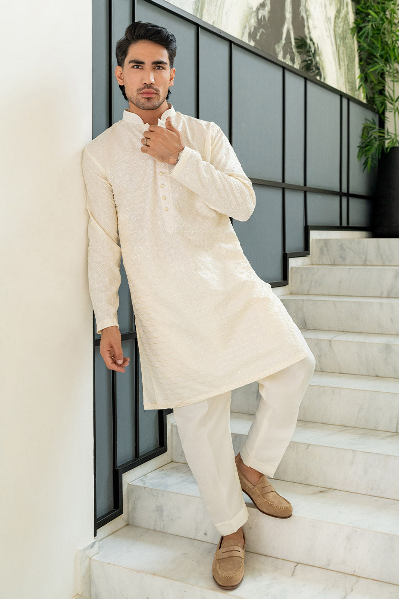 Ivory Embroidered Kurta - Celina by Chic ophicial