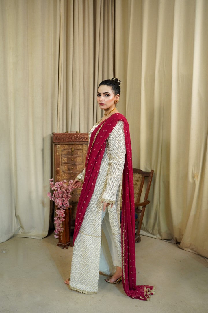 AF 355 Saree Dress Maroon - Vanity by Ainee Faisal